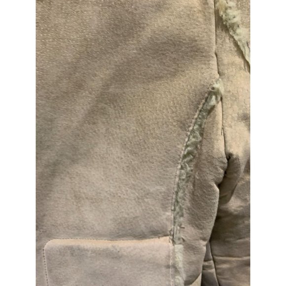 Women's Large ALDO Suede Leather Sherpa Lined Coat/Jacket Beige/Tane - Picture 4 of 12